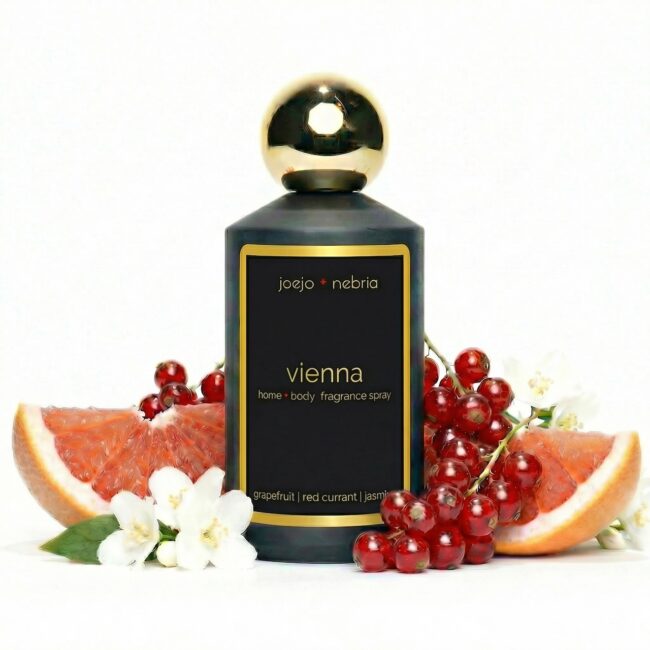Vienna home and body fragrance spray by JoeJo + Nebria with grapefruit, red currant, and jasmine